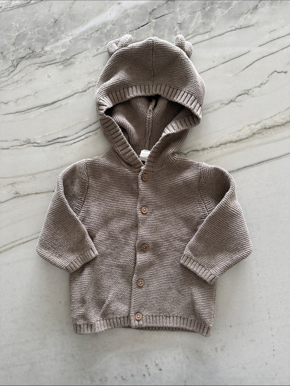 H&M Hooded Knit Cardigan for Baby - Taupe
